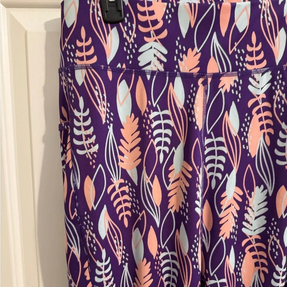 POP Fit New Harlow Leggings Puprle Pink Turqouise Pockets 2XL